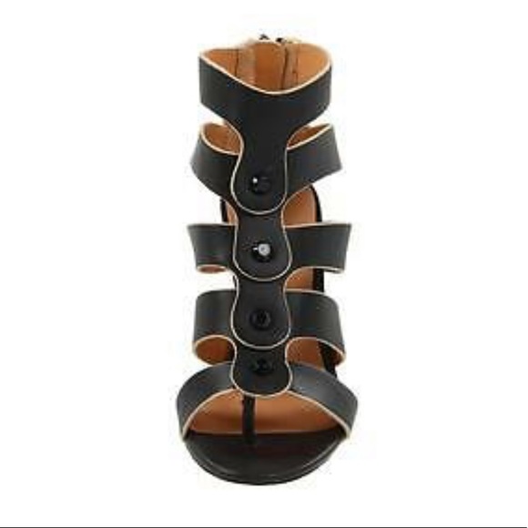 L.A.M.B. “Miranda” Strappy Black Wedge Heels 8 1/2 - EXCELLENT used condition!!! - Picture 3 of 7